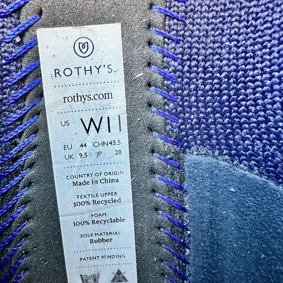 Rothy’s The Flat Round Toe Maritime Navy Slip On Knit Size 11 Ballet - Picture 2 of 12